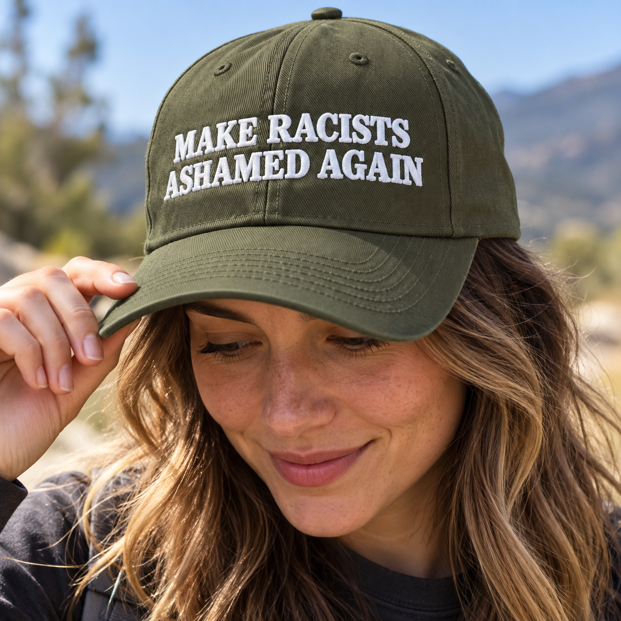 Make Racists Ashamed Again Hat, Anti Racism Embroidered Twill Cap, Equality Statement Hat, Social Justice Baseball Cap - Image 3