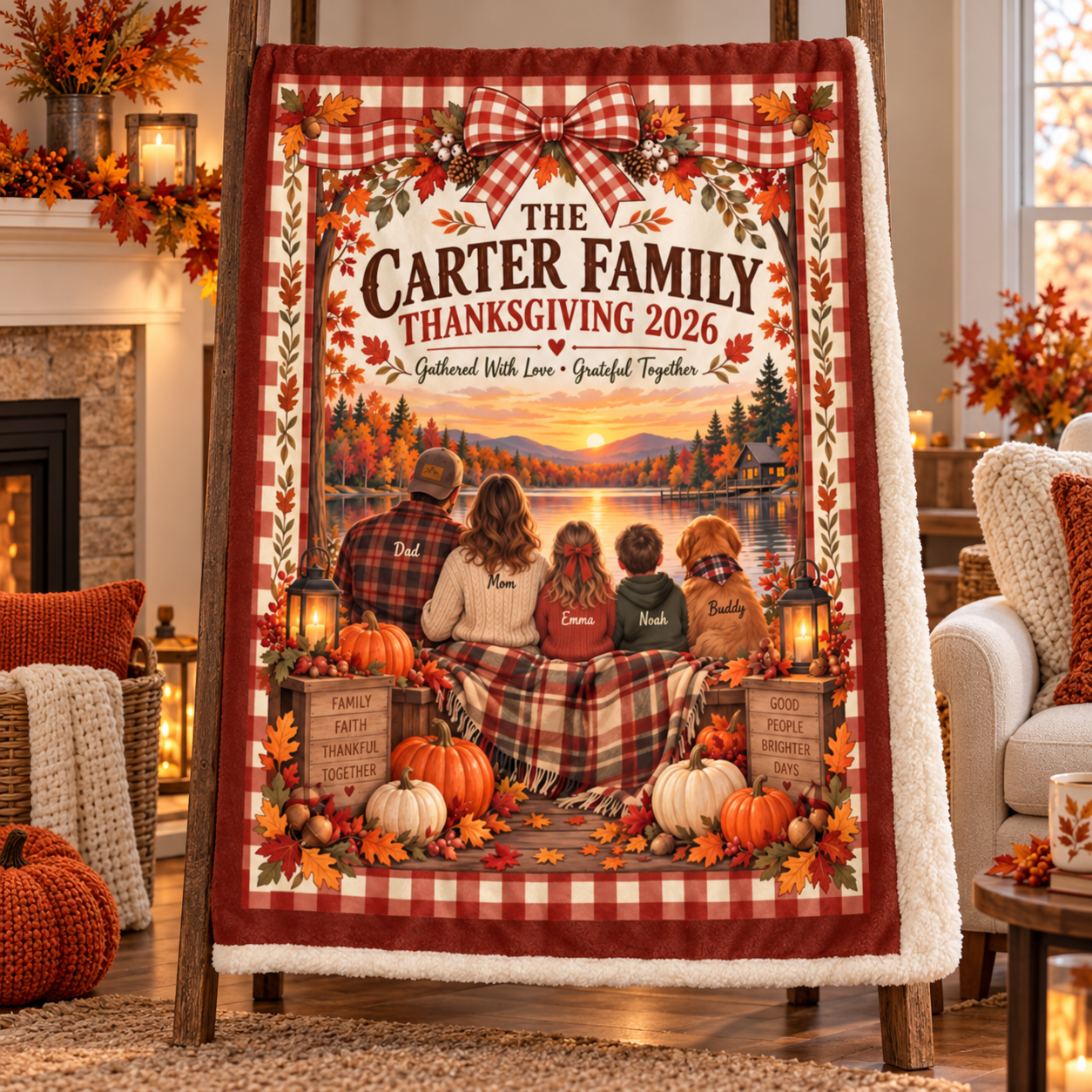 Personalized Family Thanksgiving Blanket – Custom Family Name Fall Throw, Thanksgiving 2026 Keepsake Gift - Image 5