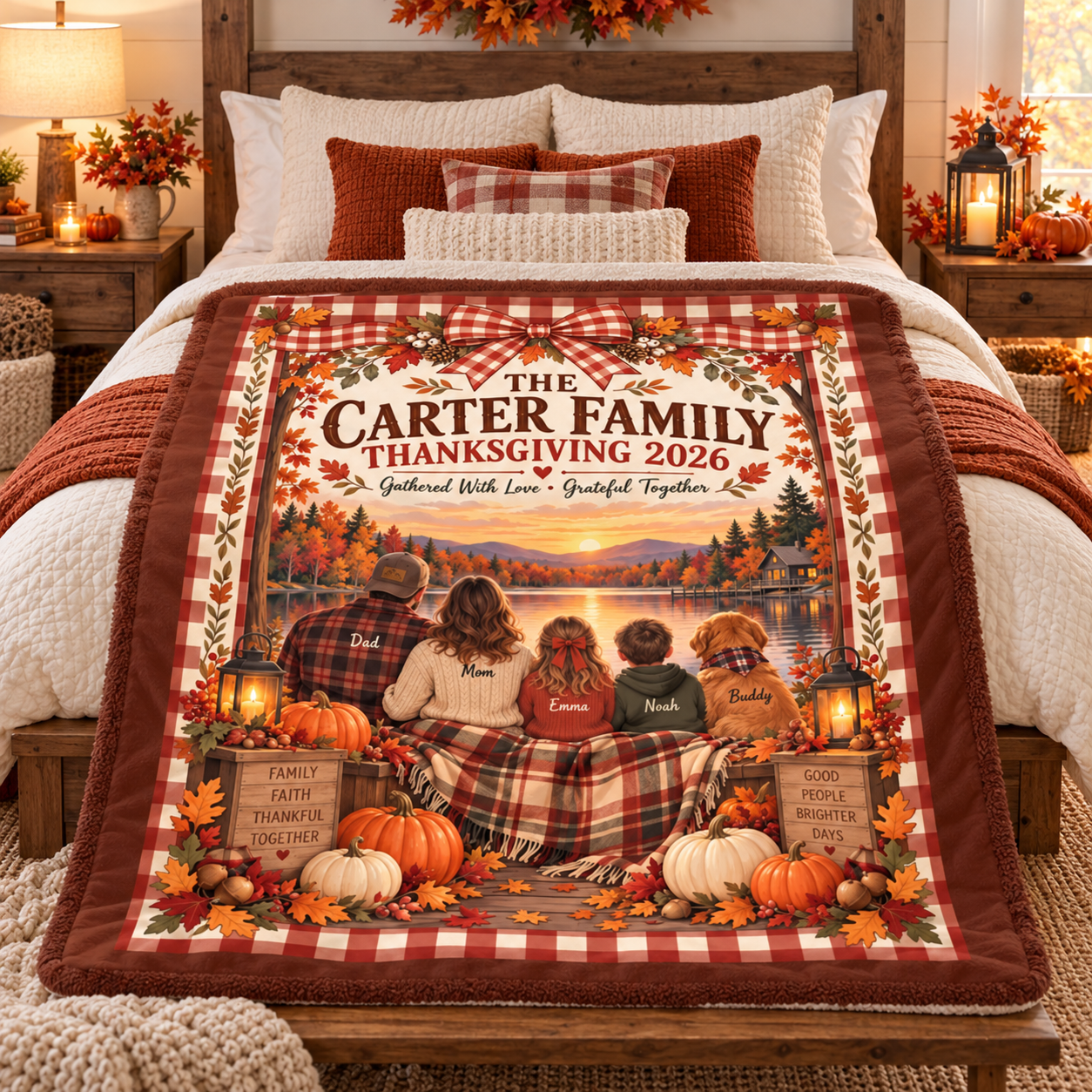 Personalized Family Thanksgiving Blanket – Custom Family Name Fall Throw, Thanksgiving 2026 Keepsake Gift - Image 7