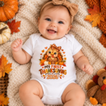 My First Thanksgiving 2026 Baby Onesie - Cute Turkey Baby Girl Bodysuit, First Thanksgiving Outfit, Fall Pumpkin Baby Gift - Thumbnail Image 3