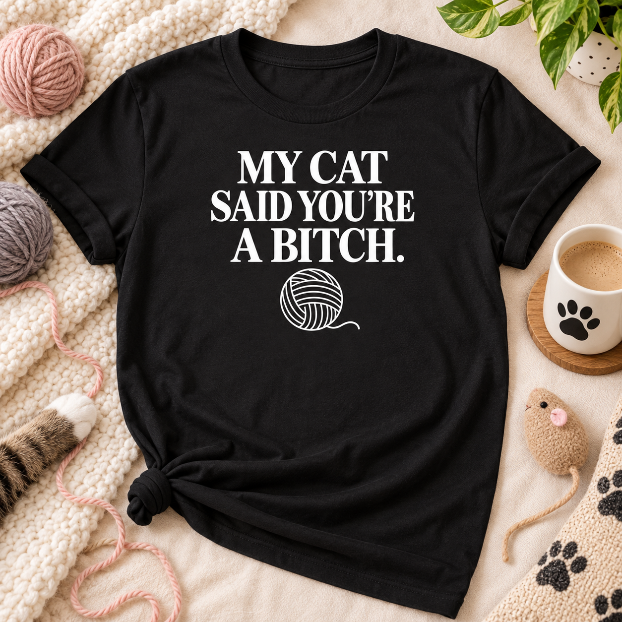 My Cat Said You’re A Bitch Shirt – Funny Cat Lover T-Shirt, Sarcastic Cat Mom Tee, Rude Cat Humor Gift - Image 2