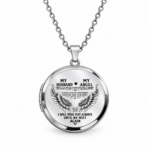 Personalized Husband Memorial Locket Necklace – Custom Photo My Husband My Angel Necklace, Angel Wings Remembrance Gift - Thumbnail Image 2