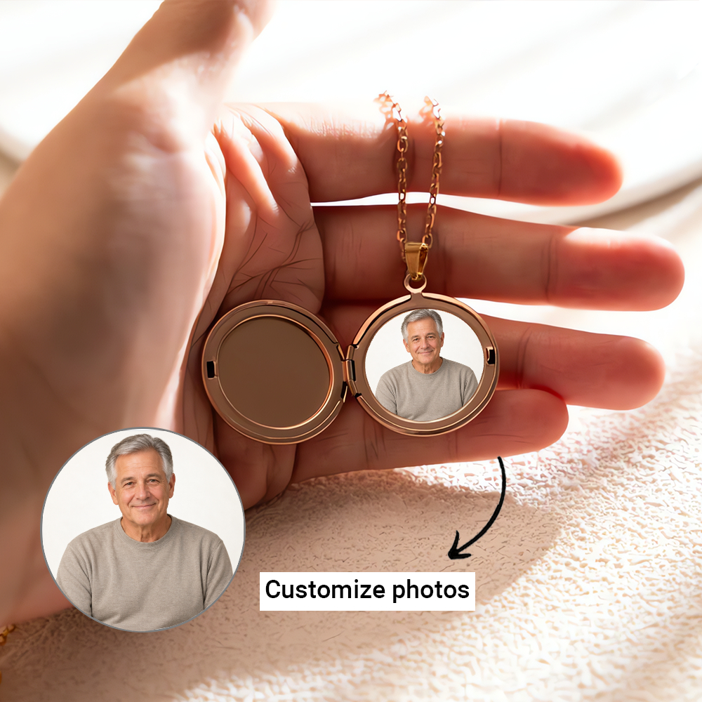 Personalized Husband Memorial Locket Necklace – Custom Photo My Husband My Angel Necklace, Angel Wings Remembrance Gift - Image 9