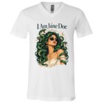 I Am Jane Doe Medusa Shirt, Survivor Solidarity T-Shirt, Women Empowerment Snake Graphic Tee, Stand With Survivors Shirt, White, V-Neck T-Shirt