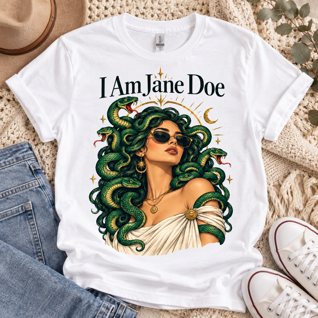 I Am Jane Doe Medusa Shirt, Survivor Solidarity T-Shirt, Women Empowerment Snake Graphic Tee, Stand With Survivors Shirt - Image 3