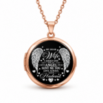 Personalized Wife Locket Necklace – My Dear Wife Angel Wings Custom Photo Necklace, Romantic Gift From Husband to Wife - Thumbnail Image 2