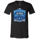 In November We Wear Blue Diabetes Awareness T-Shirt – Blue Ribbon Diabetes Shirt, November Awareness Tee, Black, V-Neck T-Shirt