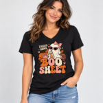This Is Some Boo Sheet Shirt, Retro Girly Ghost Halloween T-Shirt, Cute Pumpkin Spice Ghost Tee, Pink Bow - Thumbnail Image 2