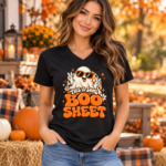 This Is Some Boo Sheet Ghost Shirt, Retro Halloween Checkerboard T-Shirt, Funny Sunglasses Ghost Tee - Thumbnail Image 6