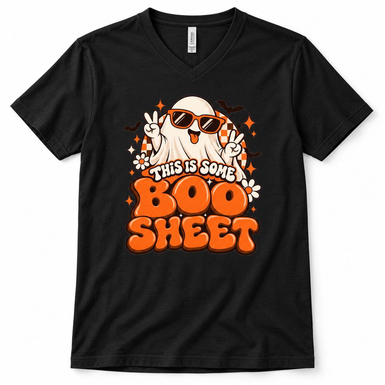 This Is Some Boo Sheet Ghost Shirt, Retro Halloween Checkerboard T-Shirt, Funny Sunglasses Ghost Tee - Image 8