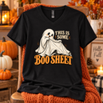 This Is Some Boo Sheet Shirt, Minimal Funny Ghost Halloween Tee, Vintage Retro Serif Spooky Season T-Shirt - Thumbnail Image 2