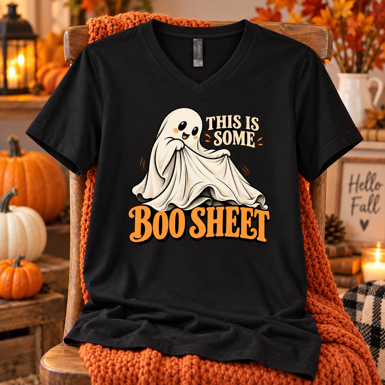 This Is Some Boo Sheet Shirt, Minimal Funny Ghost Halloween Tee, Vintage Retro Serif Spooky Season T-Shirt - Image 2