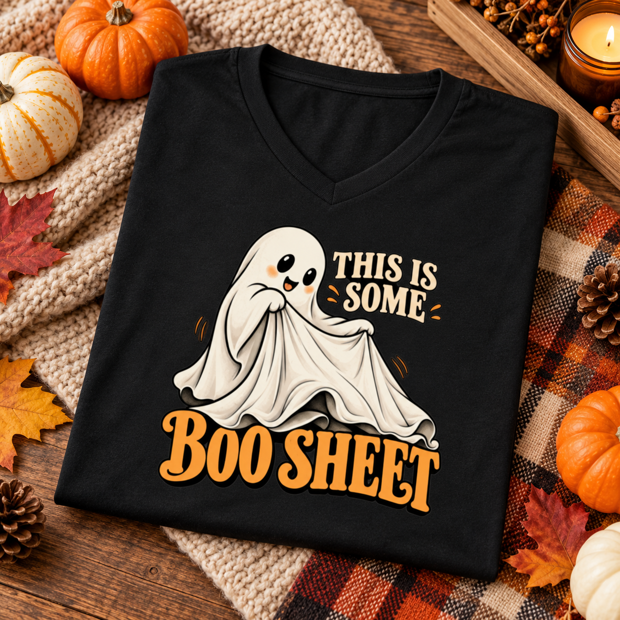 This Is Some Boo Sheet Shirt, Minimal Funny Ghost Halloween Tee, Vintage Retro Serif Spooky Season T-Shirt - Image 3