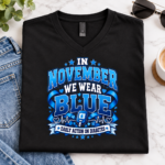 In November We Wear Blue Diabetes Awareness T-Shirt – Blue Ribbon Diabetes Shirt, November Awareness Tee - Thumbnail Image 4