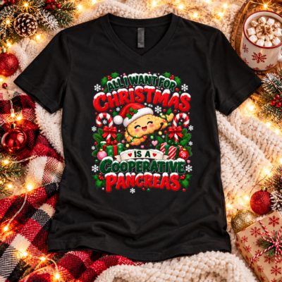 Alternative view of All I Want For Christmas Is A Cooperative Pancreas T-Shirt – Funny Diabetes Christmas Shirt, Pancreas Humor Holiday Tee