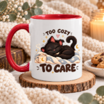 Too Cozy To Care Black Cat Accent Mug, Cute Sleepy Cat Coffee Cup, Cozy Cat Lover Gift, Funny Cat Mom Mug - Thumbnail Image 6