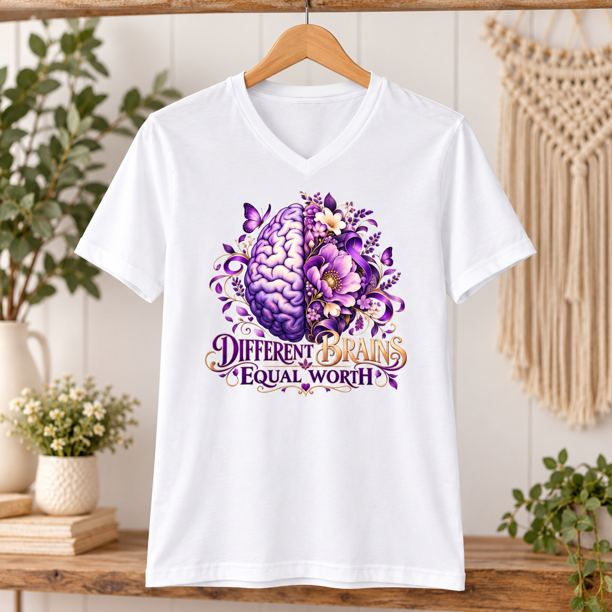 In November We Wear Purple Shirt, Purple Ribbon Awareness Month T-Shirt, Floral Pancreatic Cancer Awareness Tee, November Support Shirt - Image 3