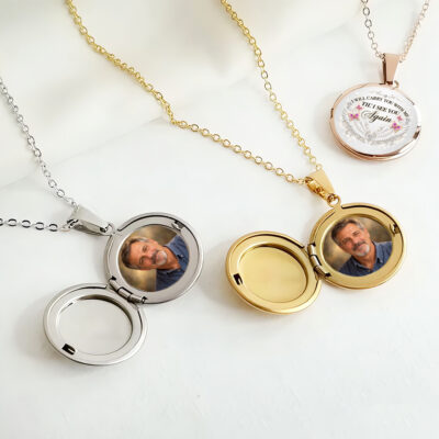 Alternative view of Personalized I Will Carry You With Me Memorial Locket Necklace, Angel Wings Butterfly Remembrance Jewelry, Until We Meet Again Sympathy Gift