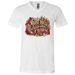 Raise Hell Keep Your Crown Shirt, Western Feminist T-Shirt, Cowgirl Women Empowerment Tee, Retro Western Graphic Shirt, White, V-Neck T-Shirt