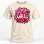 Loud Girls Club Shirt, Y2K Feminist Baby Tee, Girly Women Empowerment T-Shirt, Retro Pink Graphic Tee for Women - Thumbnail Image 3