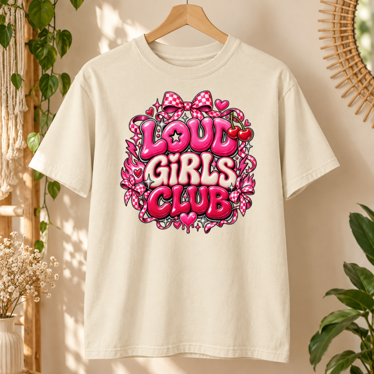 Loud Girls Club Shirt, Y2K Feminist Baby Tee, Girly Women Empowerment T-Shirt, Retro Pink Graphic Tee for Women - Image 6