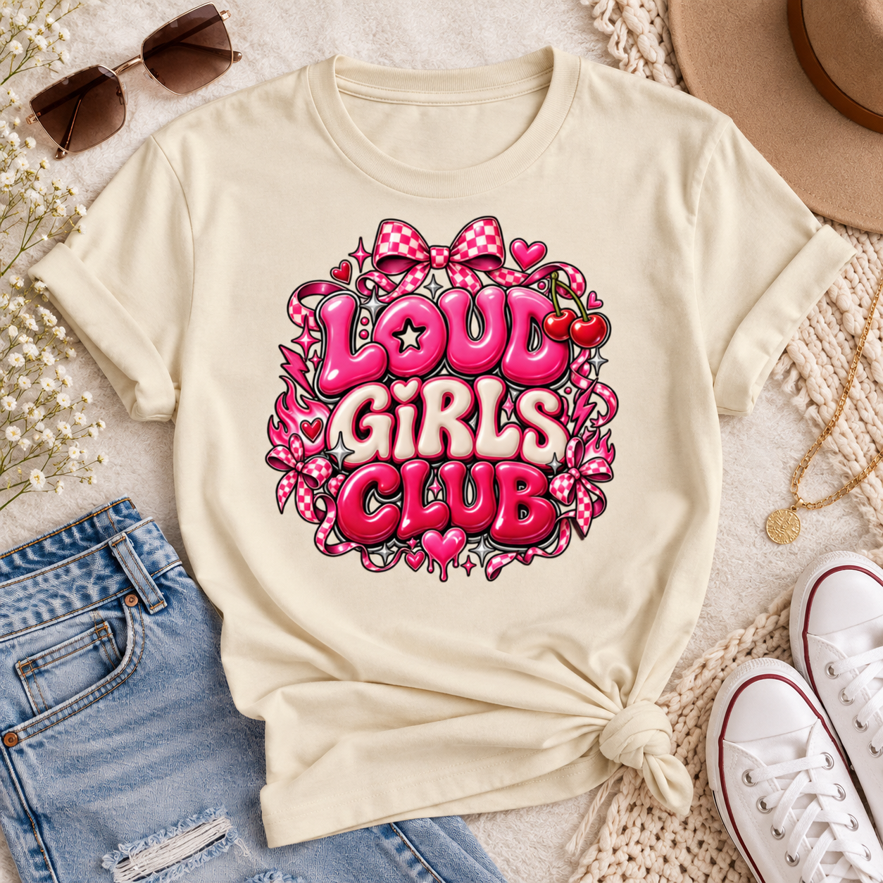 Loud Girls Club Shirt, Y2K Feminist Baby Tee, Girly Women Empowerment T-Shirt, Retro Pink Graphic Tee for Women - Image 8