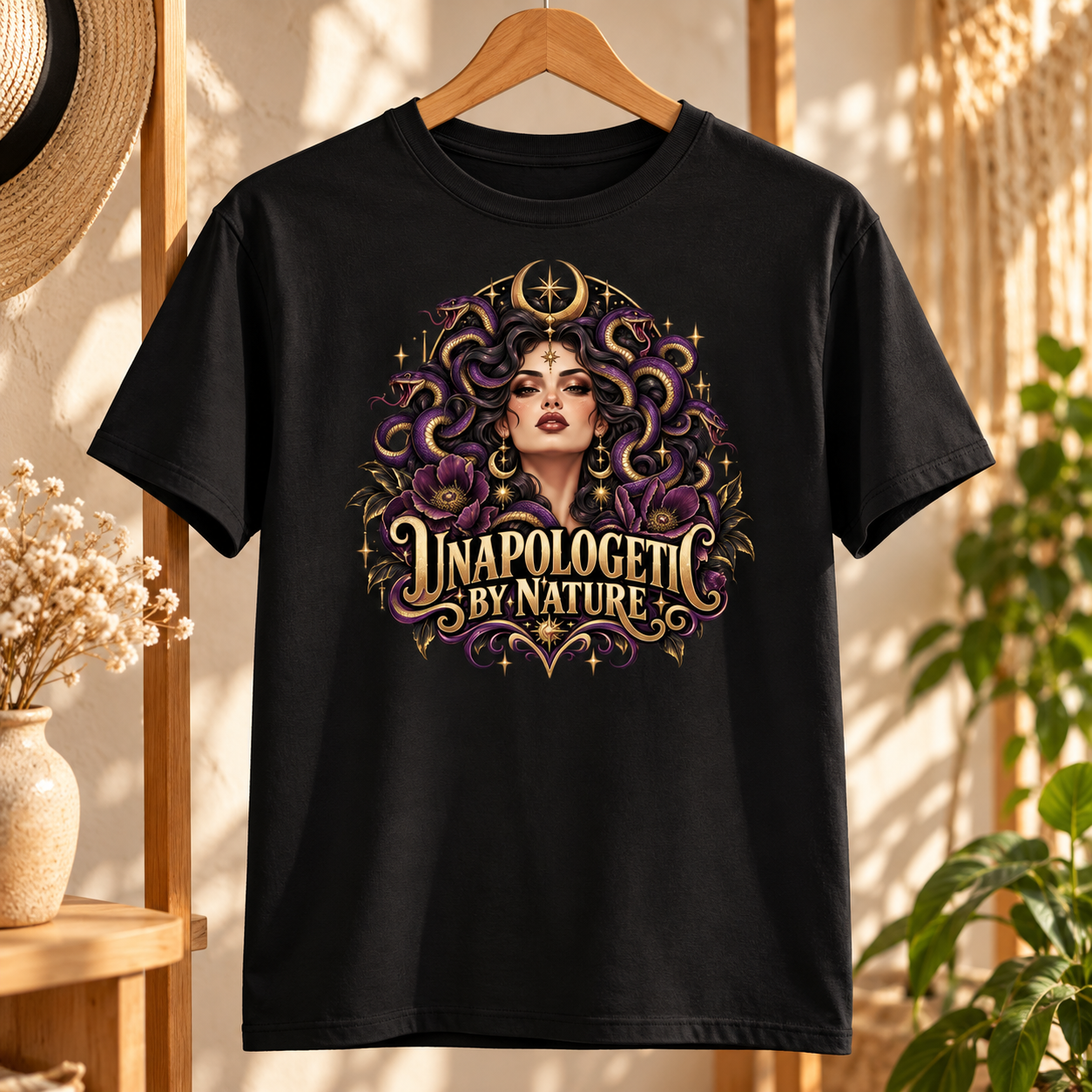 Unapologetic By Nature Medusa Shirt, Dark Feminine Feminist T-Shirt, Snake Goddess Graphic Tee, Women Empowerment Shirt - Image 6