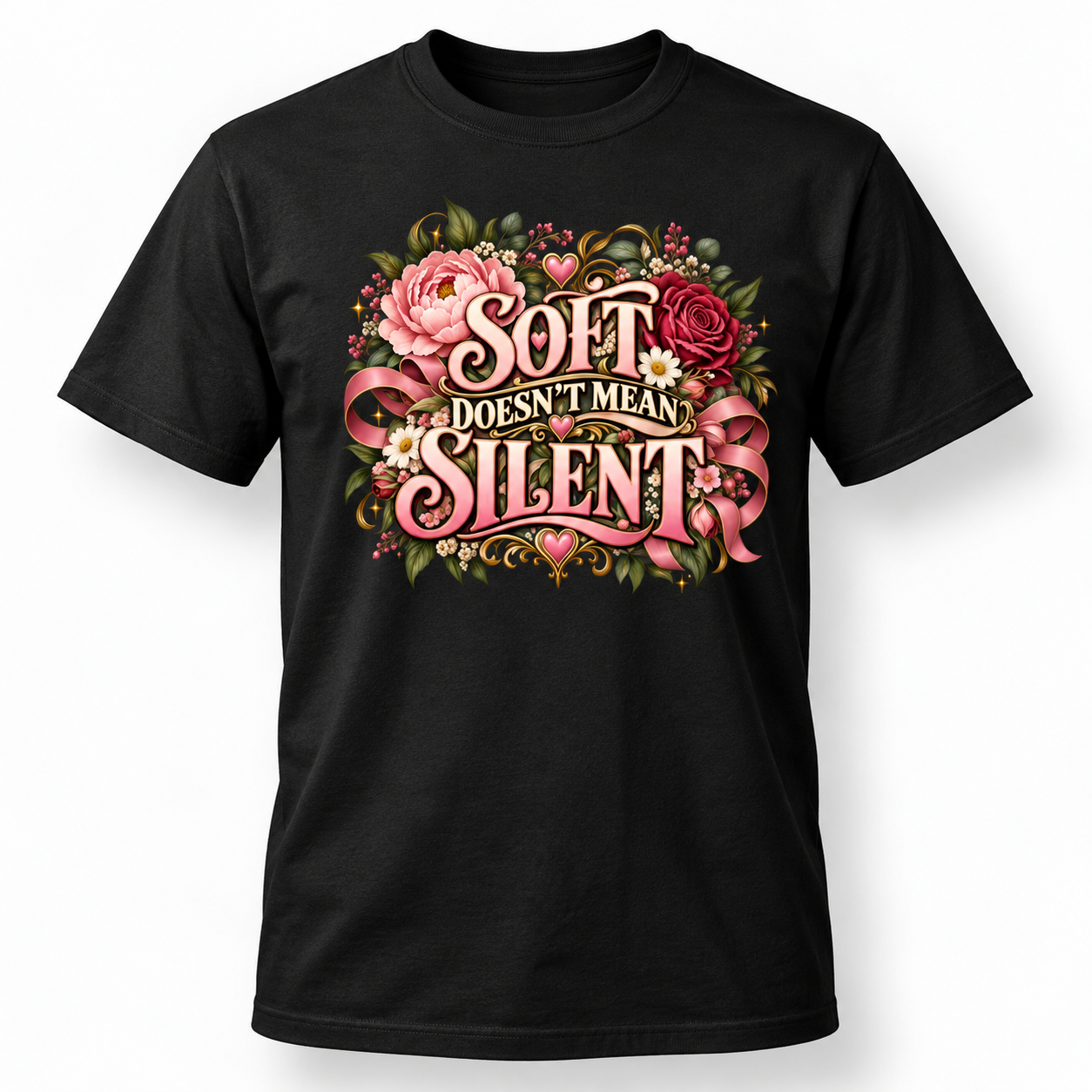 Soft Doesn’t Mean Silent Shirt, Floral Feminist T-Shirt, Women Empowerment Graphic Tee, Feminine Statement Shirt for Women - Image 3