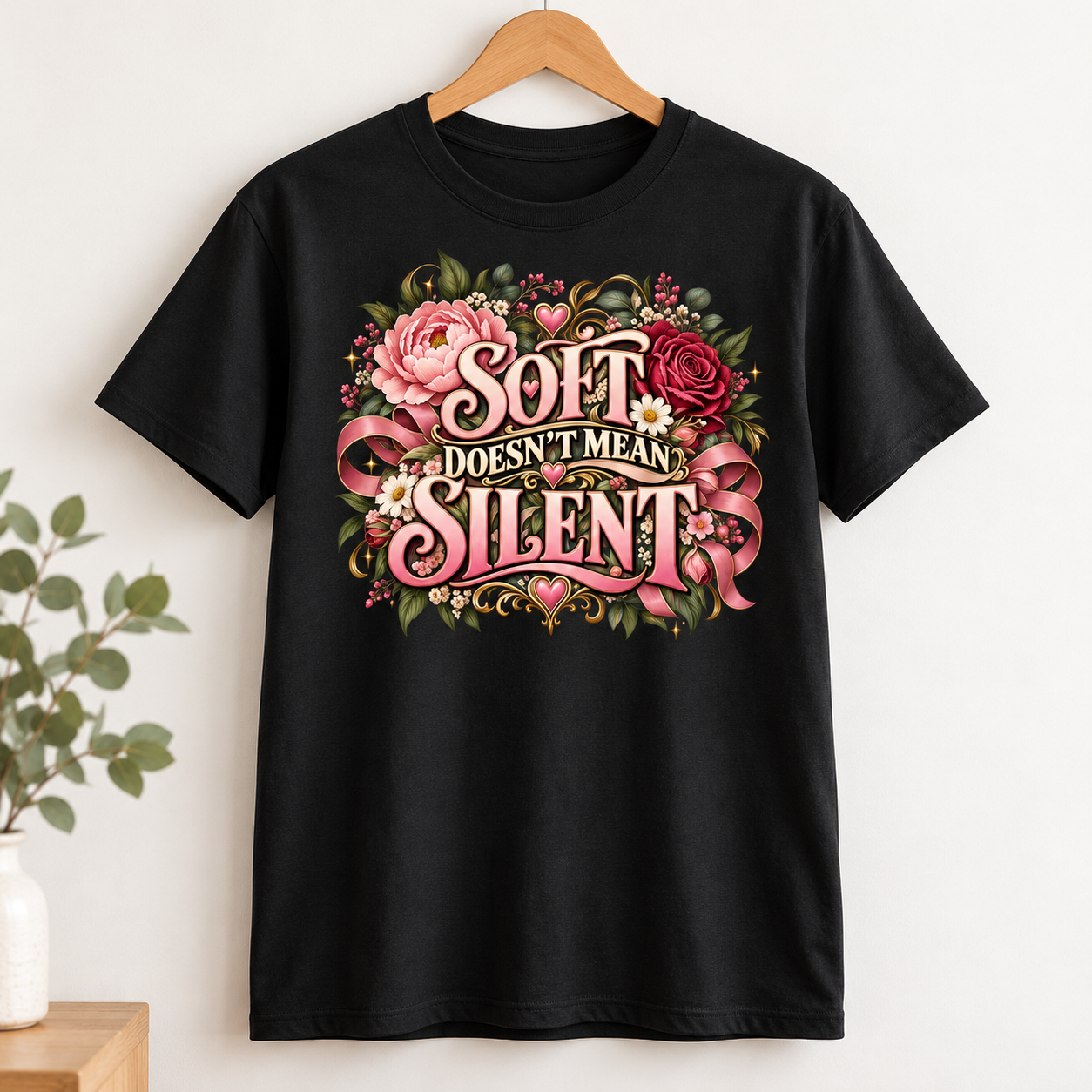Soft Doesn’t Mean Silent Shirt, Floral Feminist T-Shirt, Women Empowerment Graphic Tee, Feminine Statement Shirt for Women - Image 6