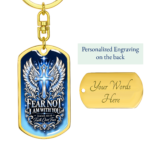 Personalized Christian Keychain Dog Tag Necklace - Faith Over Fear, Isaiah 41:10 Bible Verse, Cross & Angel Wings, Custom Engraved Gift - Thumbnail Image 6
