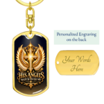 His Angels Watch Over Me Dog Tag Necklace – Christian Dog Tag Pendant with Cross and Angel Wings, Religious Gift for Men and Women - Thumbnail Image 3