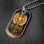 His Angels Watch Over Me Dog Tag Necklace – Christian Dog Tag Pendant with Cross and Angel Wings, Religious Gift for Men and Women - Thumbnail Image 2
