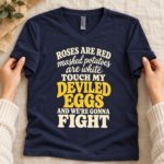 Roses Are Red Touch My Deviled Eggs T-Shirt – Funny Retro Food Quote Tee - V-neck Shirt - Thumbnail Image 7