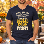 Roses Are Red Touch My Deviled Eggs T-Shirt – Funny Retro Food Quote Tee - V-neck Shirt - Thumbnail Image 4
