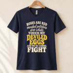 Roses Are Red Touch My Deviled Eggs T-Shirt – Funny Retro Food Quote Tee - V-neck Shirt - Thumbnail Image 3