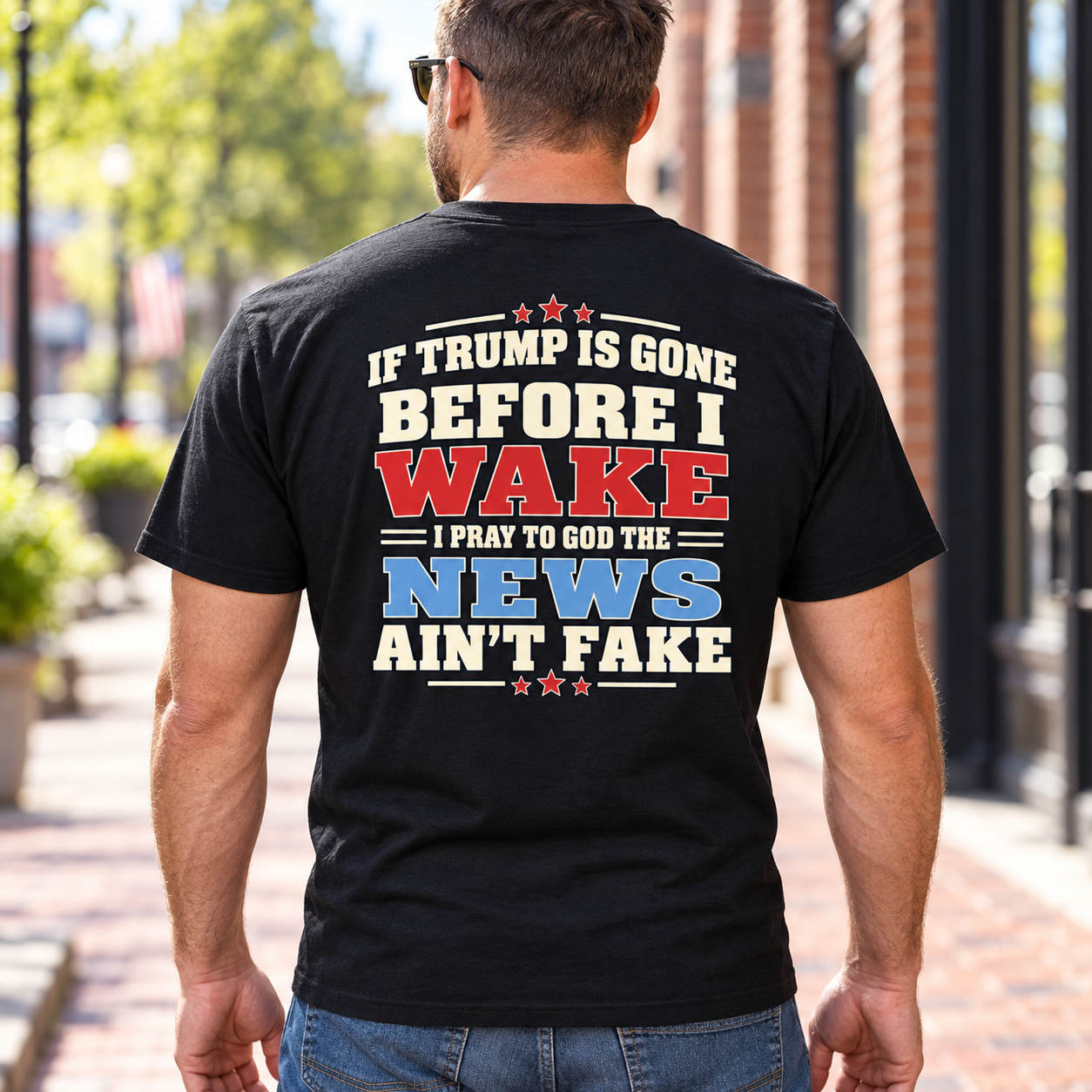If Trump Is Gone Before I Wake Back Print Shirt – Anti-Trump Political Humor Back Print Tee - V-neck Shirt - Image 6