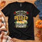 Funny Roses Are Red Deviled Eggs V-Neck Shirt – Touch My Deviled Eggs and We’re Gonna Fight - Thumbnail Image 4