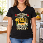 Funny Roses Are Red Deviled Eggs V-Neck Shirt – Touch My Deviled Eggs and We’re Gonna Fight - Thumbnail Image 6