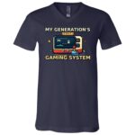 My Generation’s First Gaming System T-Shirt - Kid Shirt - Retro Video Game & Joystick Graphic Tee, Gamer Gift, Navy, V-Neck T-Shirt