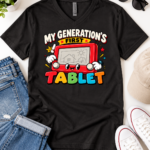 My Generation’s First Tablet T-Shirt - Kid Shirt - Funny Retro Drawing Toy Graphic Tee, Childhood Nostalgia Gift - Thumbnail Image 4