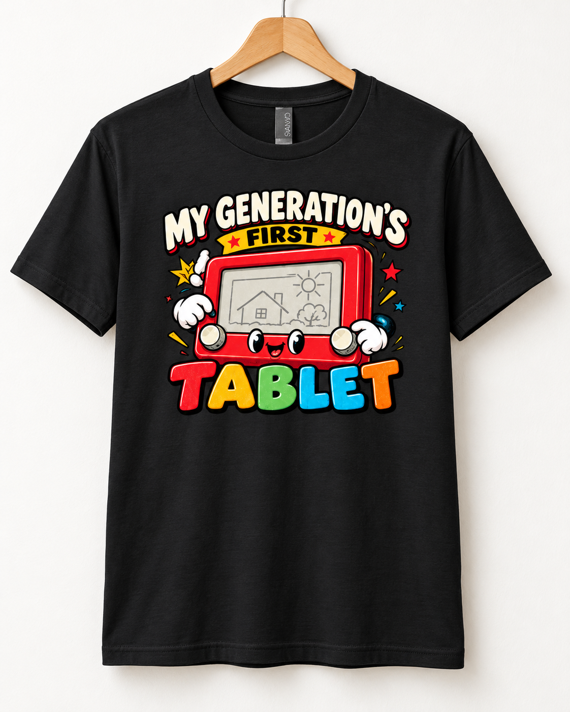 My Generation’s First Tablet T-Shirt - Kid Shirt - Funny Retro Drawing Toy Graphic Tee, Childhood Nostalgia Gift - Image 7