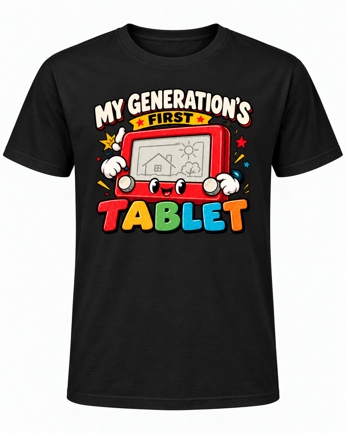 My Generation’s First Tablet T-Shirt - Kid Shirt - Funny Retro Drawing Toy Graphic Tee, Childhood Nostalgia Gift - Image 8