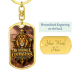 Be Strong and Courageous Necklace – Joshua 1:9 Christian Dog Tag, Lion and Cross Pendant, Bible Verse Gift for Men - Thumbnail Image 4