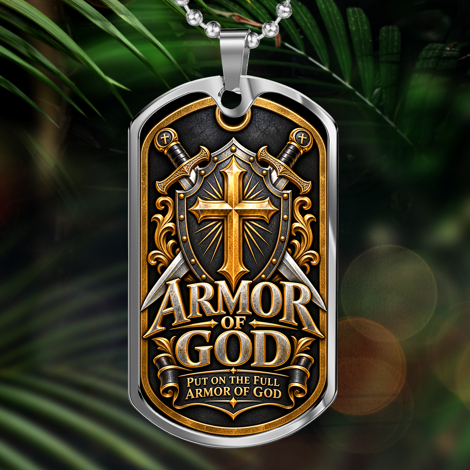 Armor of God Dog Tag Necklace – Christian Cross Shield and Swords Pendant, Inspirational Faith Jewelry Gift for Men - Image 6