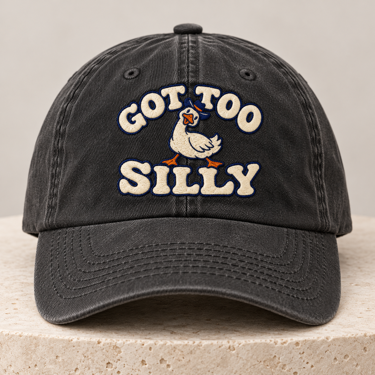 Got Too Silly Embroidered Hat - Funny Goose Twill Cap for Halloween - Image 2