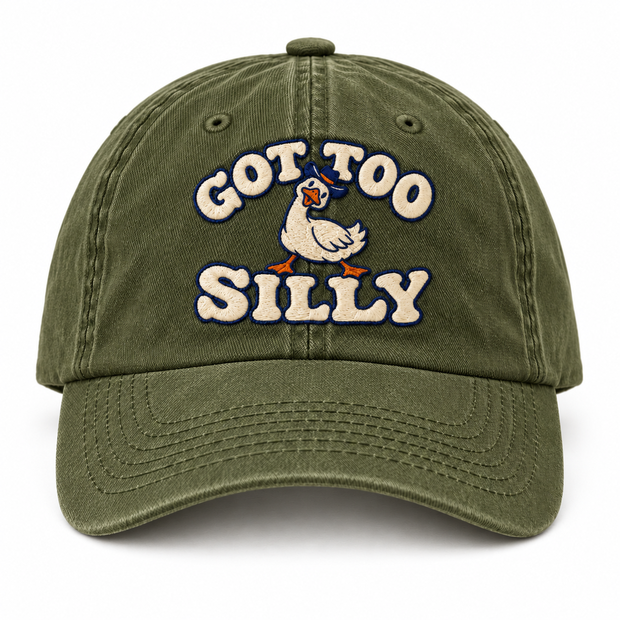 Got Too Silly Embroidered Hat - Funny Goose Twill Cap for Halloween - Image 6