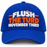Flush The Turd November Third Embroidered Twill Cap – Funny Anti Trump Baseball Hat with Orange Hair Detail - Thumbnail Image 8