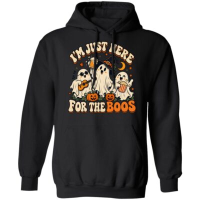 I'm Just Here for the Boos Unisex T-Shirt, Hoodie & Sweatshirt - Funny Halloween Ghost Party with Beer and Pumpkins, Black, Hoodie